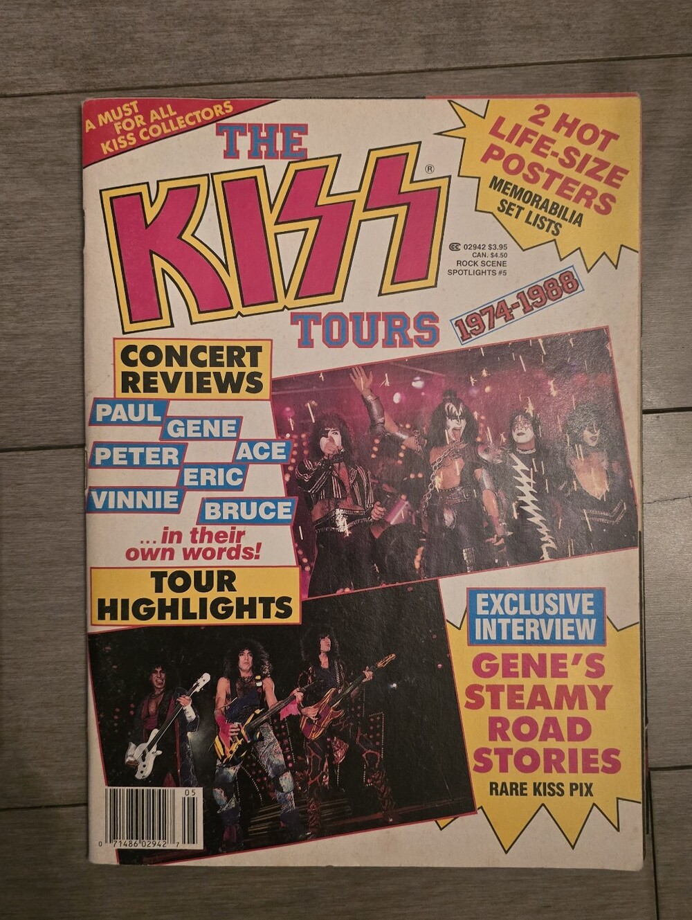 Rare Vintage ROCK SCENE SPOTLIGHT 5 MAGAZINE. KISS  2 POSTERS INCLUDED 1988